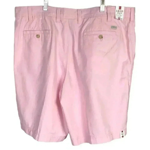 Izod Shorts Men 42 Pink Saltwater Classic Chino Flat Front Coastal Preppy NEW - Picture 4 of 7
